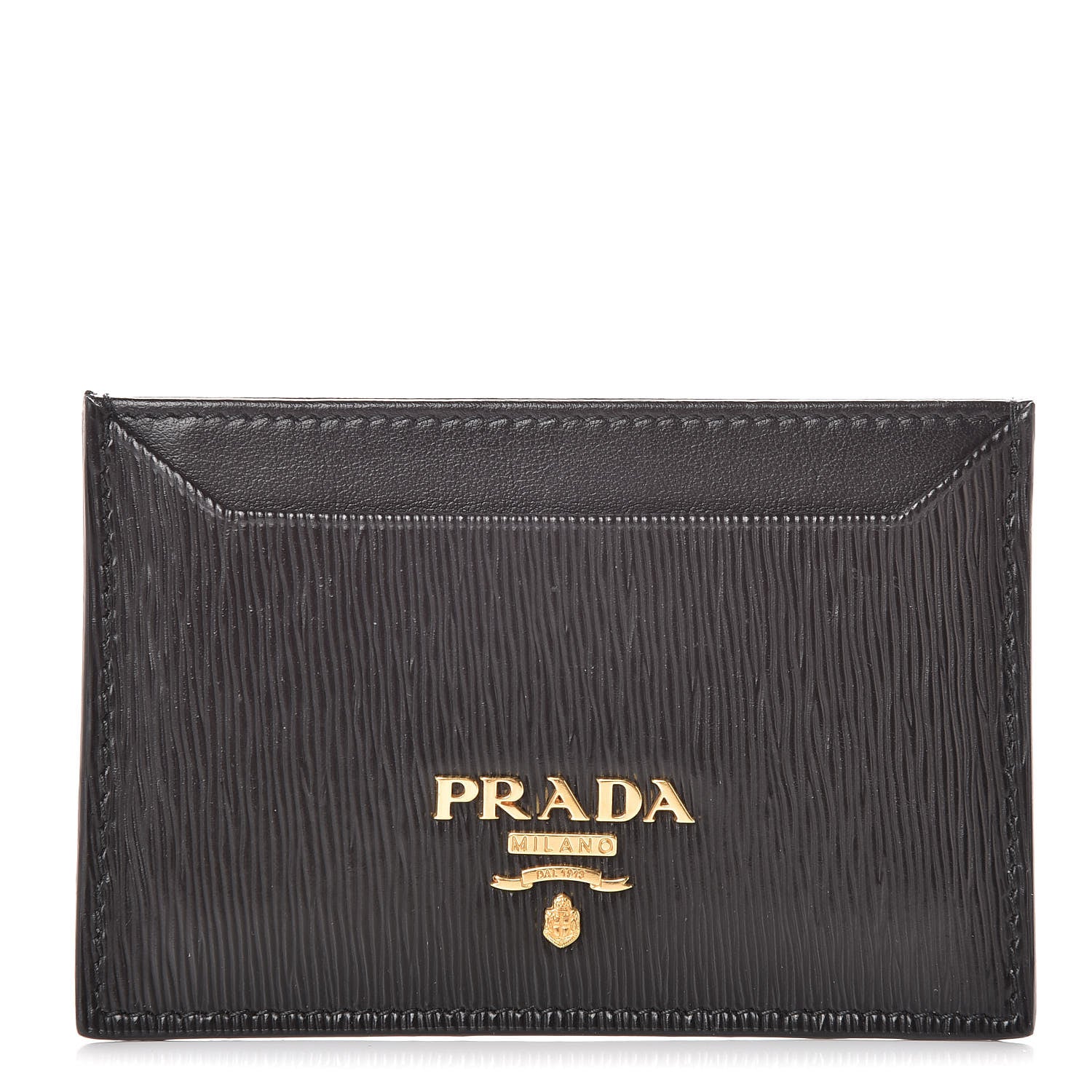 Prada Vitello Move Metal Card Case Black 1 of 7