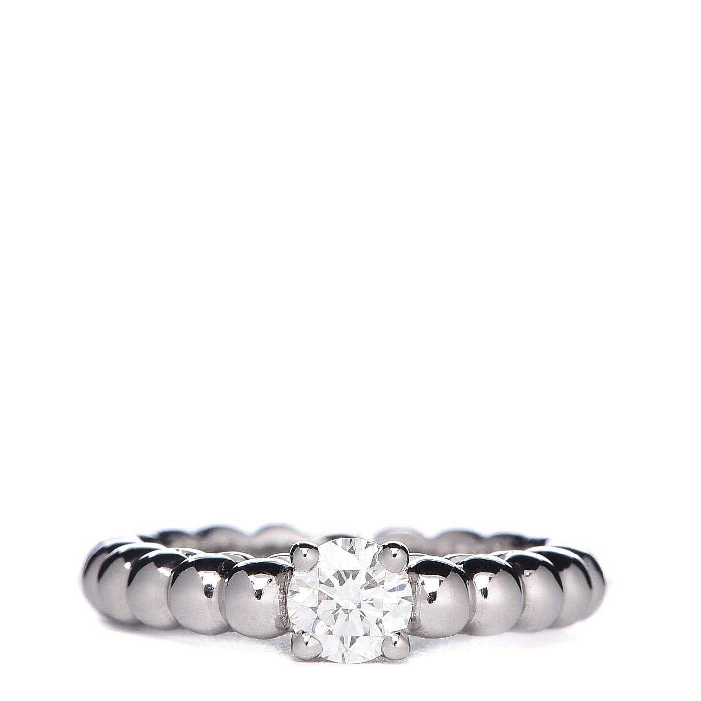 18K White Gold Diamond .32ct Perlee Solitaire Ring 46 3.75