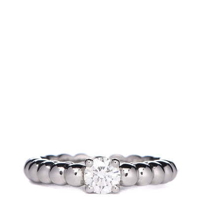 Van Cleef & Arpels 18K White Gold Diamond .32ct Perlee Solitaire Ring 46 3.75 1 of 6