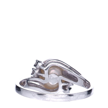 Mikimoto Platinum Diamond Pearl 8mm Ring 52 6 3 of 4