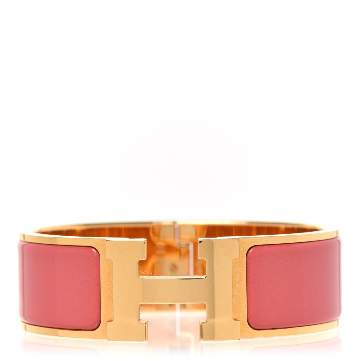 Hermes Enamel Wide Clic Clac H Bracelet PM Rouge Corail 1 of 6