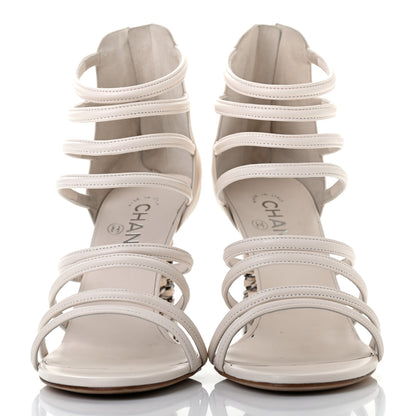 Chanel Calfskin CC Chain Sandals 39.5 White 2 of 8