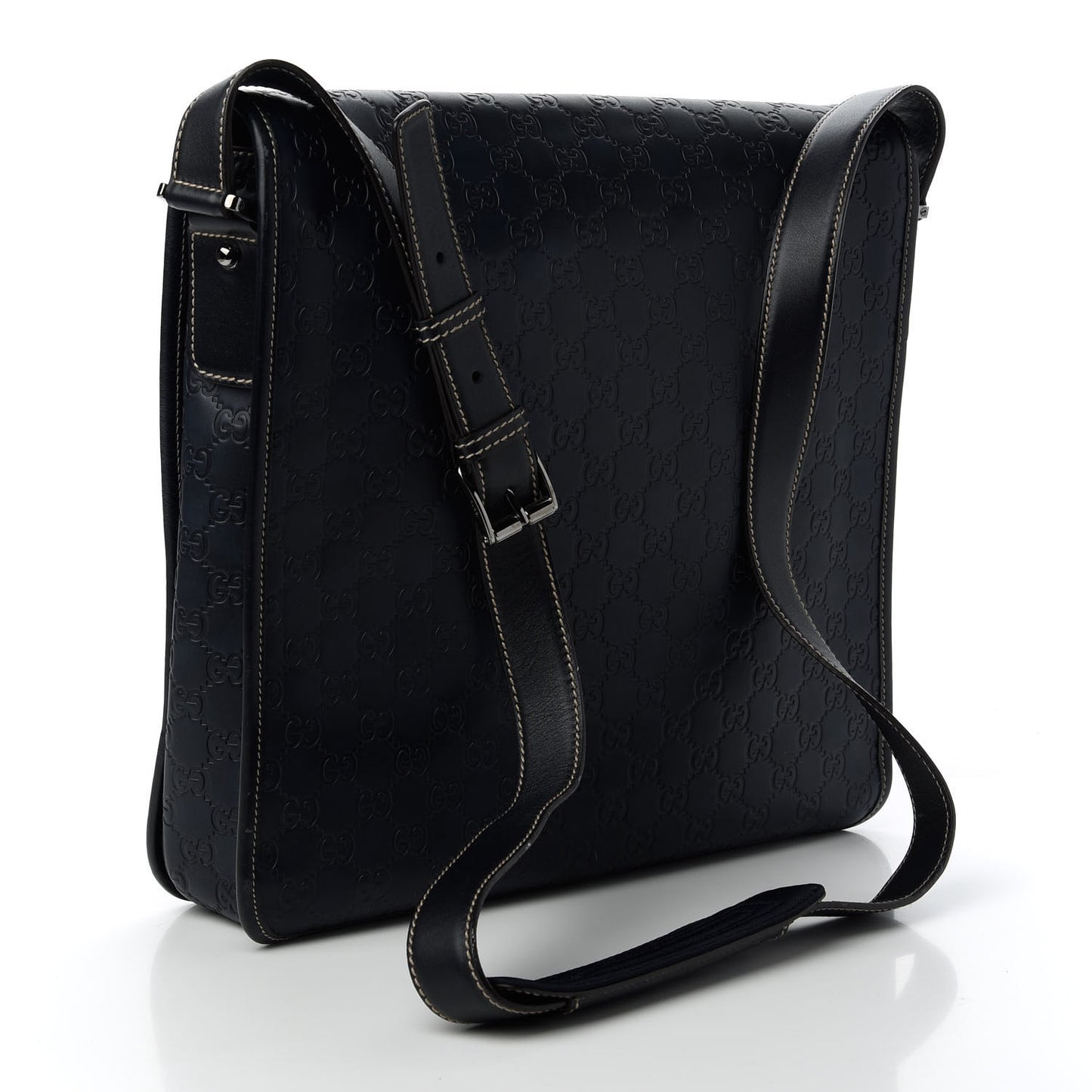 Guccissima Large Flap Messenger Bag Navy