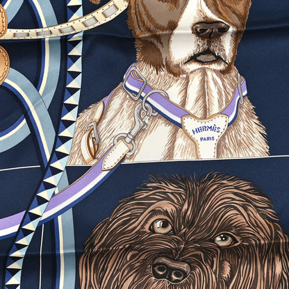 Hermes Silk Vintage Jour De Casting Scarf 70 Bleu Jean Caban Marron 3 of 3