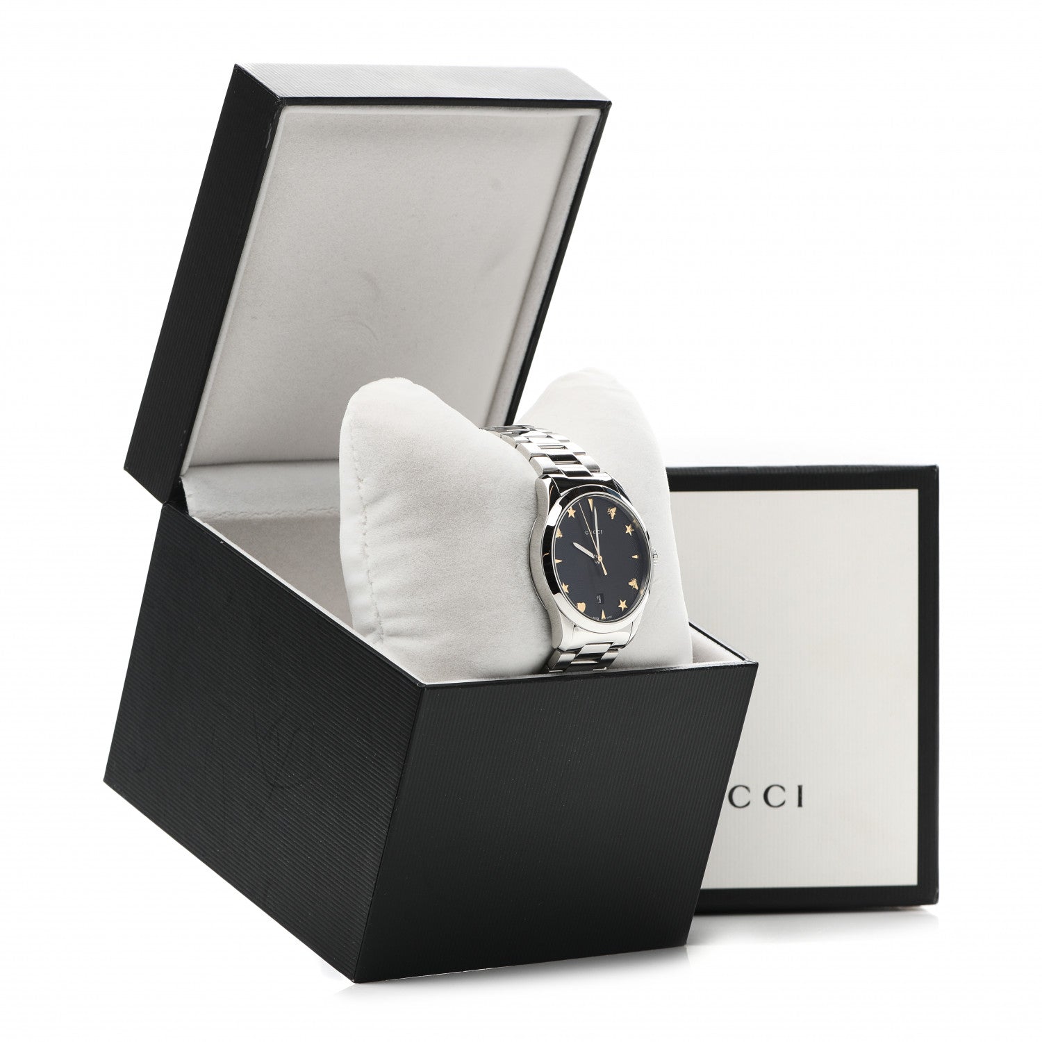 Gucci Stainless Steel 38mm G-Timeless Charm Quartz Watch Black 5 of 5
