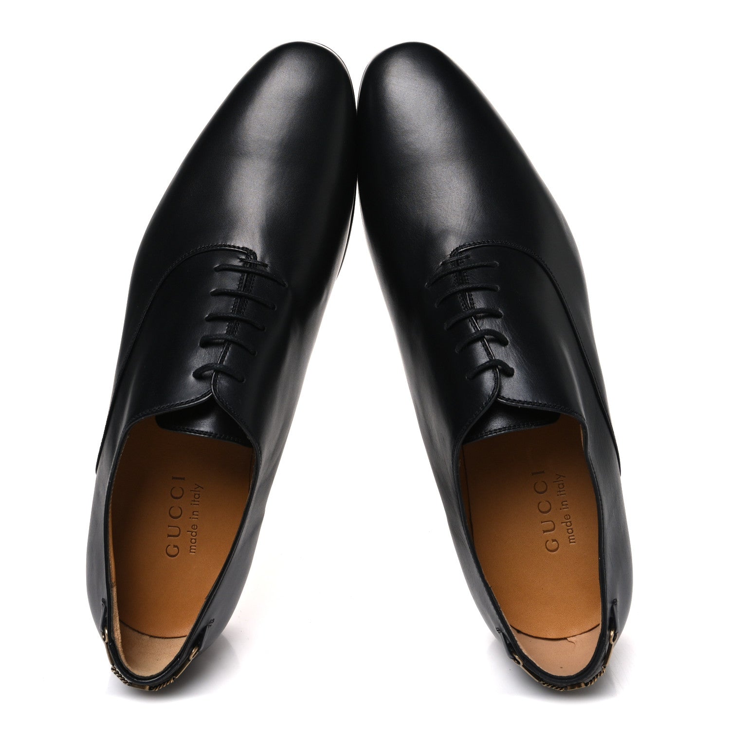 Gucci New Waxed Calfskin Mens Oxfords 11 Black 2 of 11