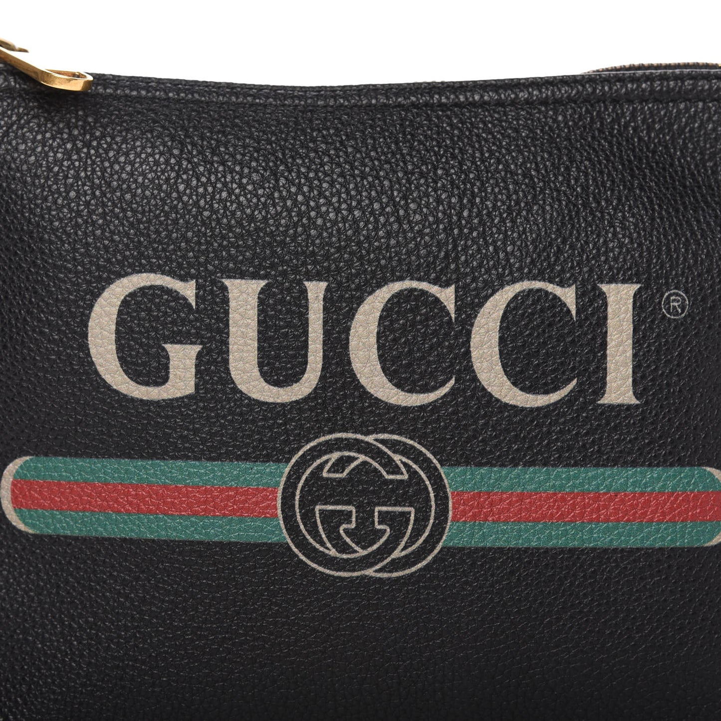Pebbled Calfskin Medium Logo Portfolio Clutch Black