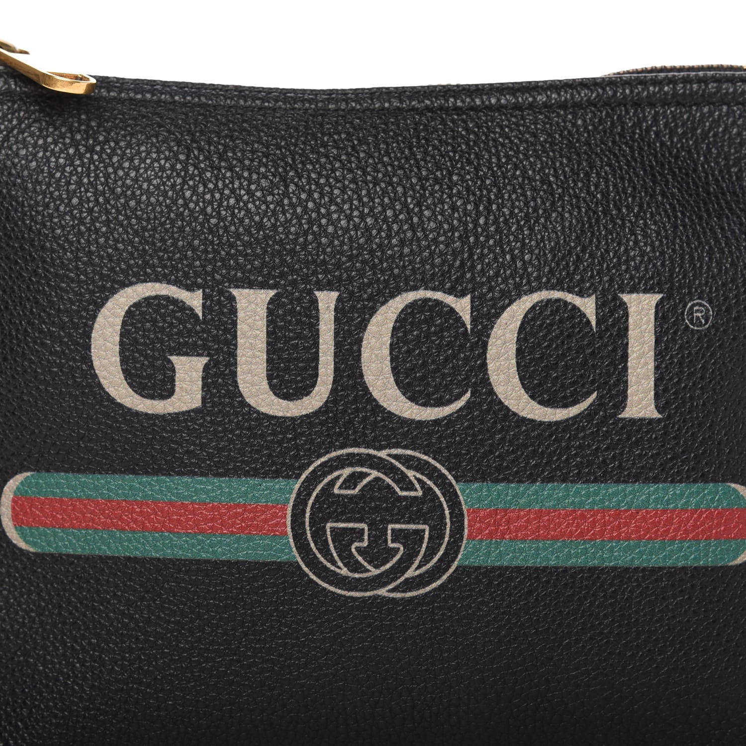 Gucci Pebbled Calfskin Medium Logo Portfolio Clutch Black 10 of 12