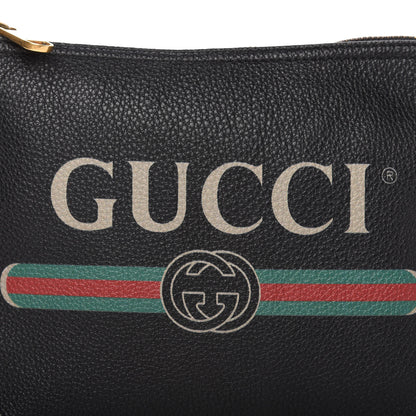 Gucci Pebbled Calfskin Medium Logo Portfolio Clutch Black 10 of 12