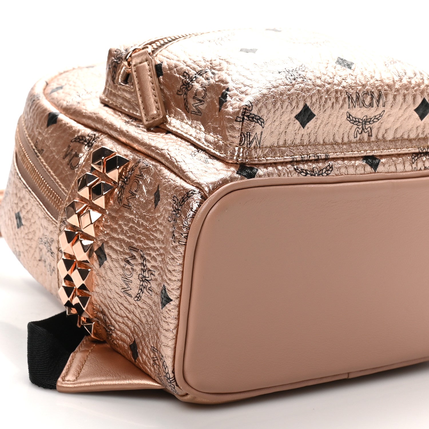 MCM Metallic Visetos Mini Side Stud Stark Backpack Champagne Gold 8 of 9