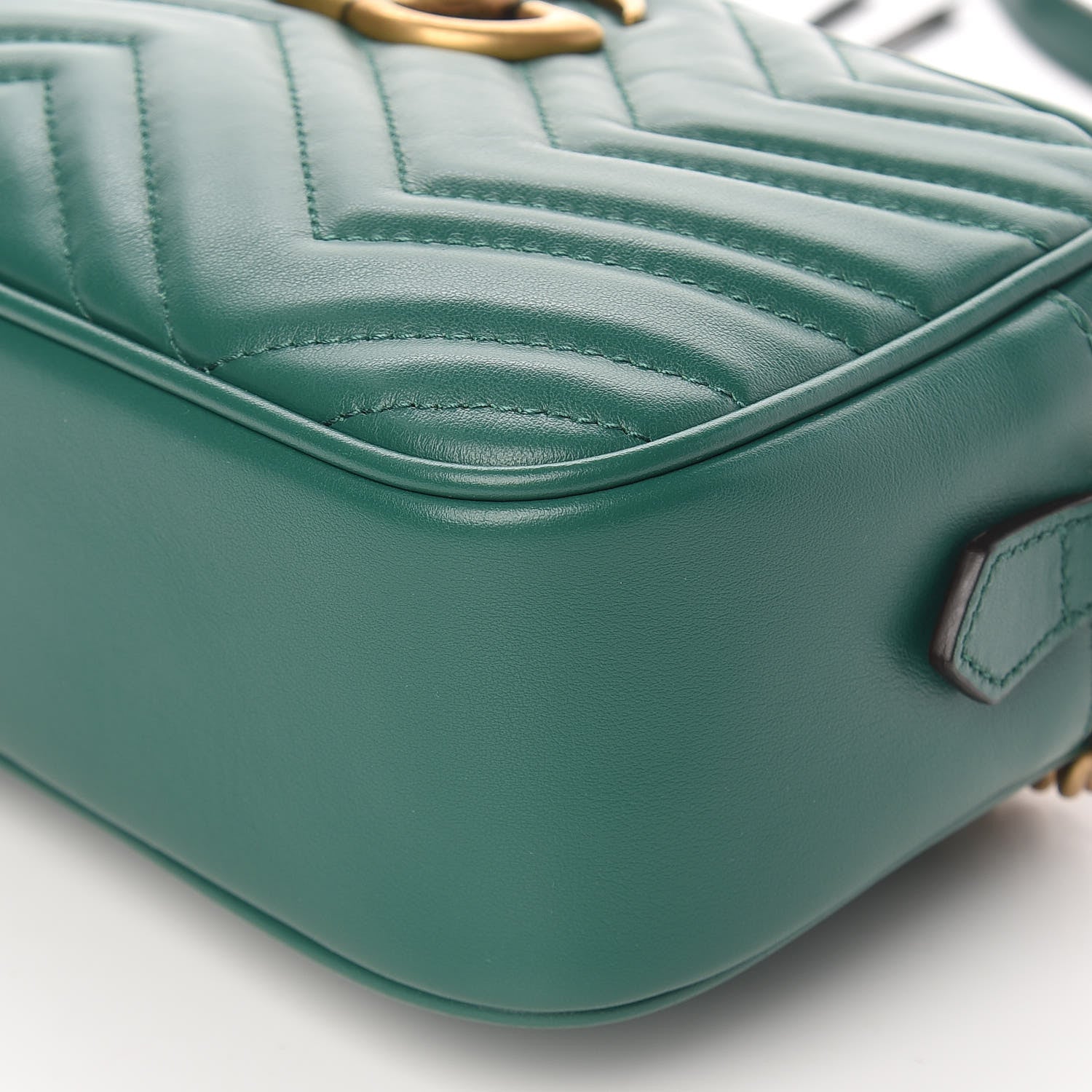 Gucci Calfskin Matelasse Small GG Marmont Chain Shoulder Bag Emerald Green 9 of 10