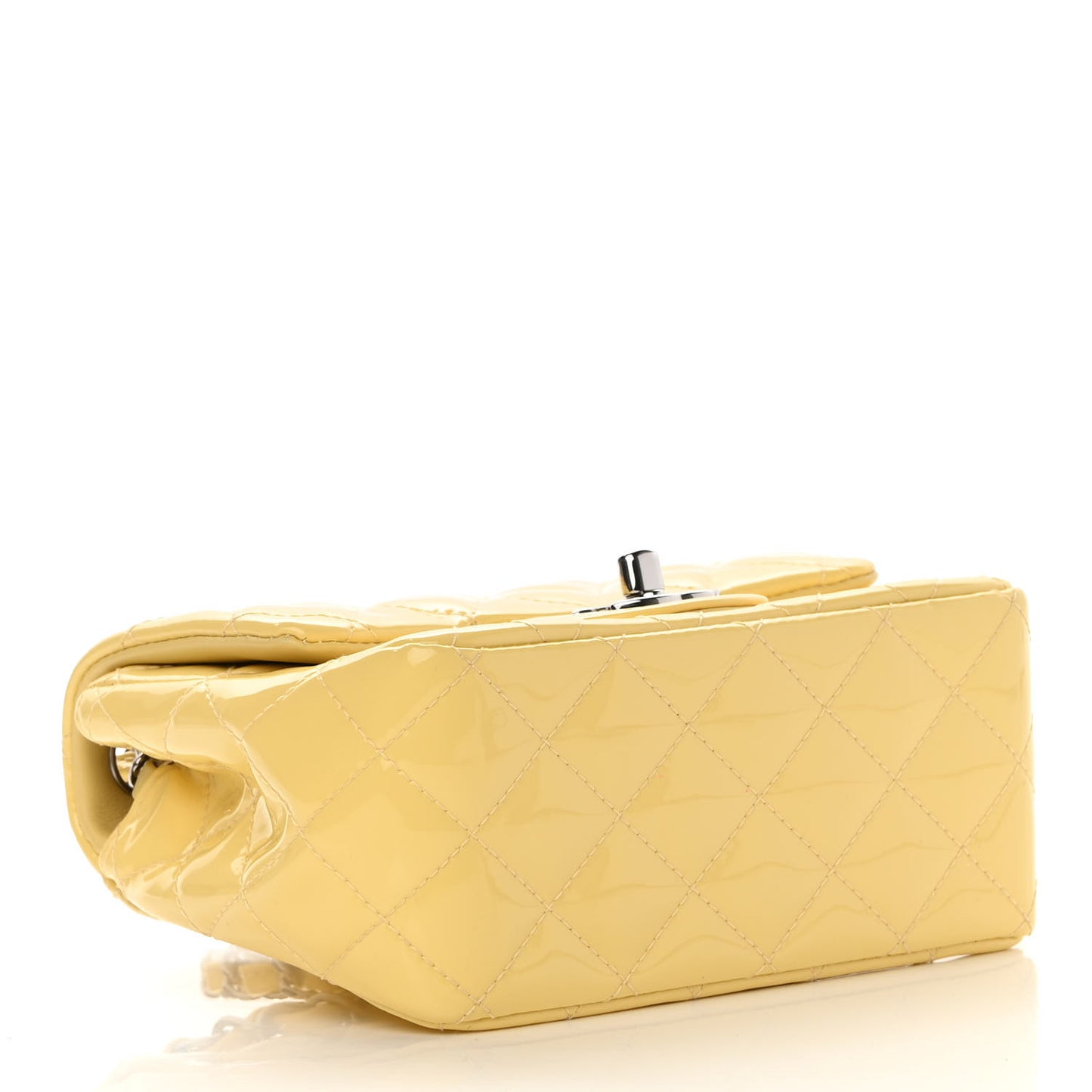 Patent Quilted Mini Square Flap Yellow