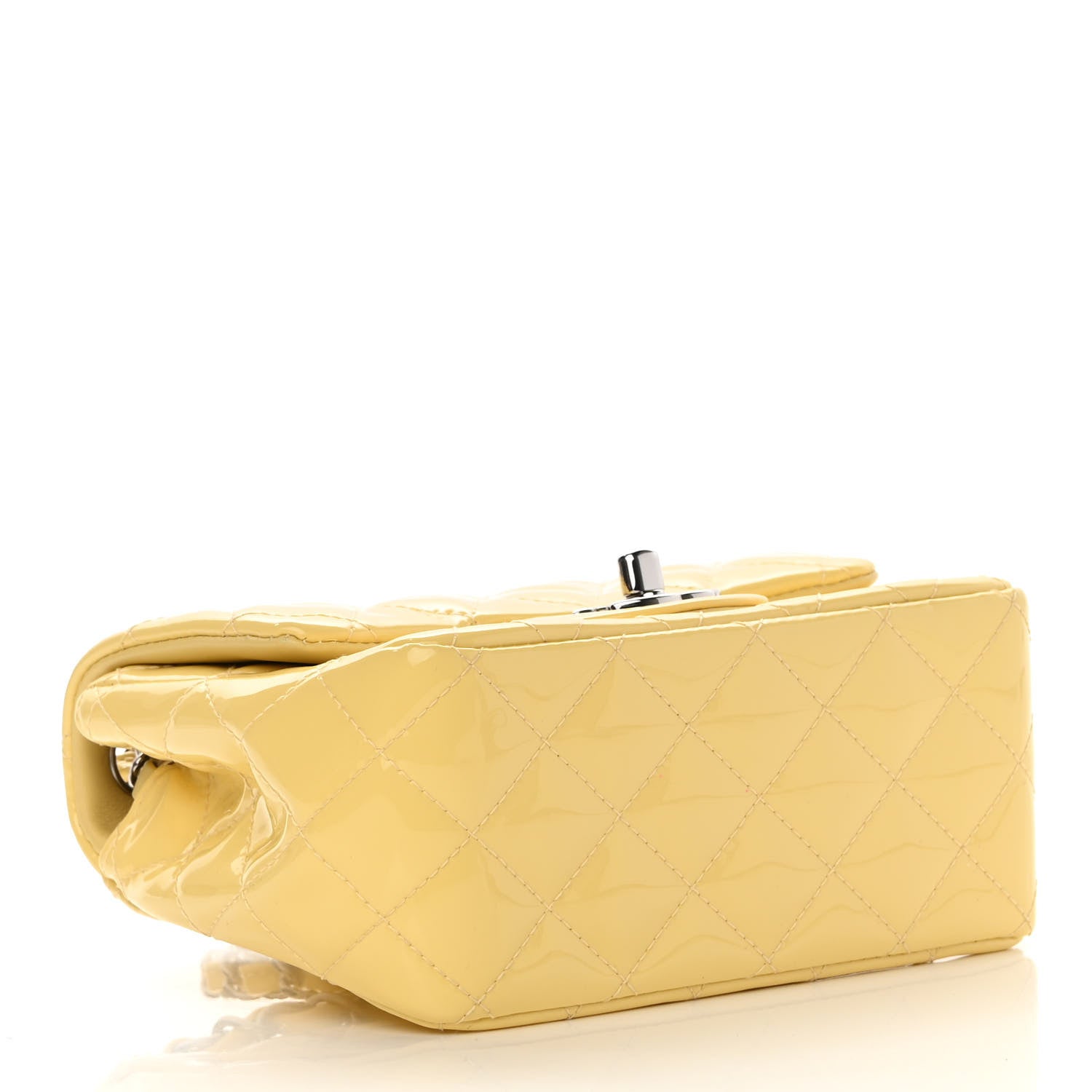 Chanel Patent Quilted Mini Square Flap Yellow 4 of 14
