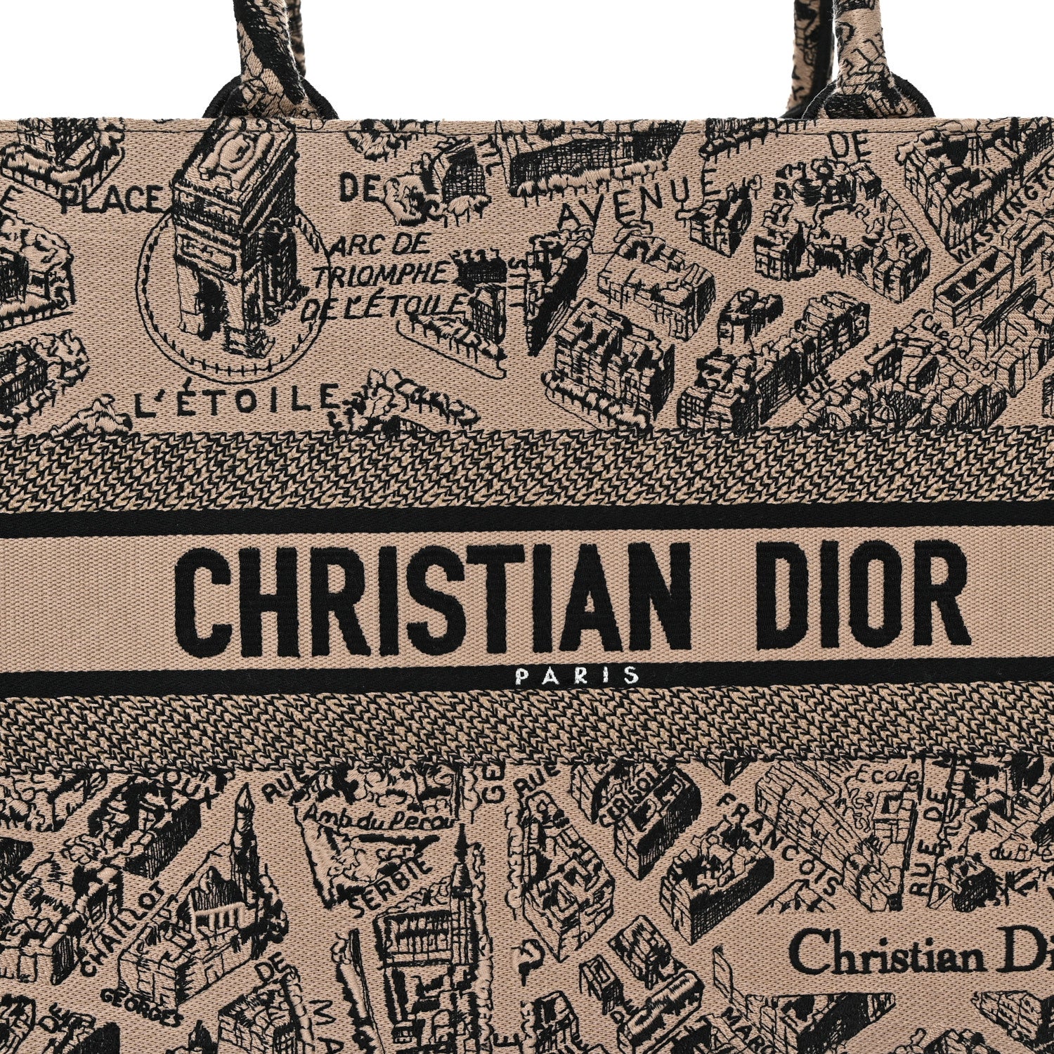 Christian Dior Canvas Embroidered Medium Plan De Paris Book Tote Beige Multi 8 of 13