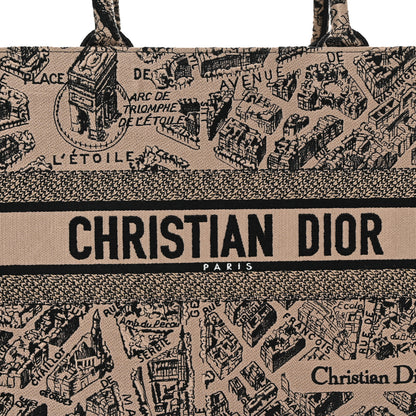 Christian Dior Canvas Embroidered Medium Plan De Paris Book Tote Beige Multi 8 of 13