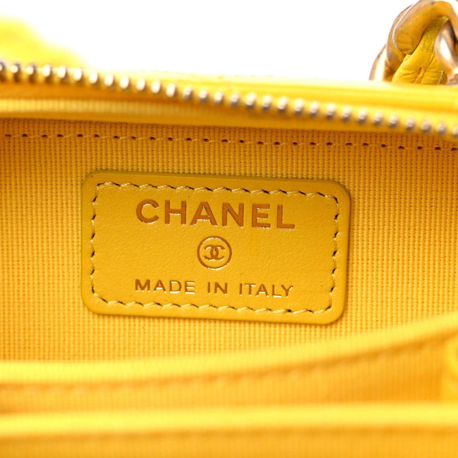 Chanel Lambskin Quilted Mini Lacquered Chain Clutch Yellow 7 of 10