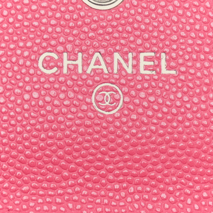 Chanel Caviar Quilted Chain CC Flap Card Holder Dark Pink 6 of 10