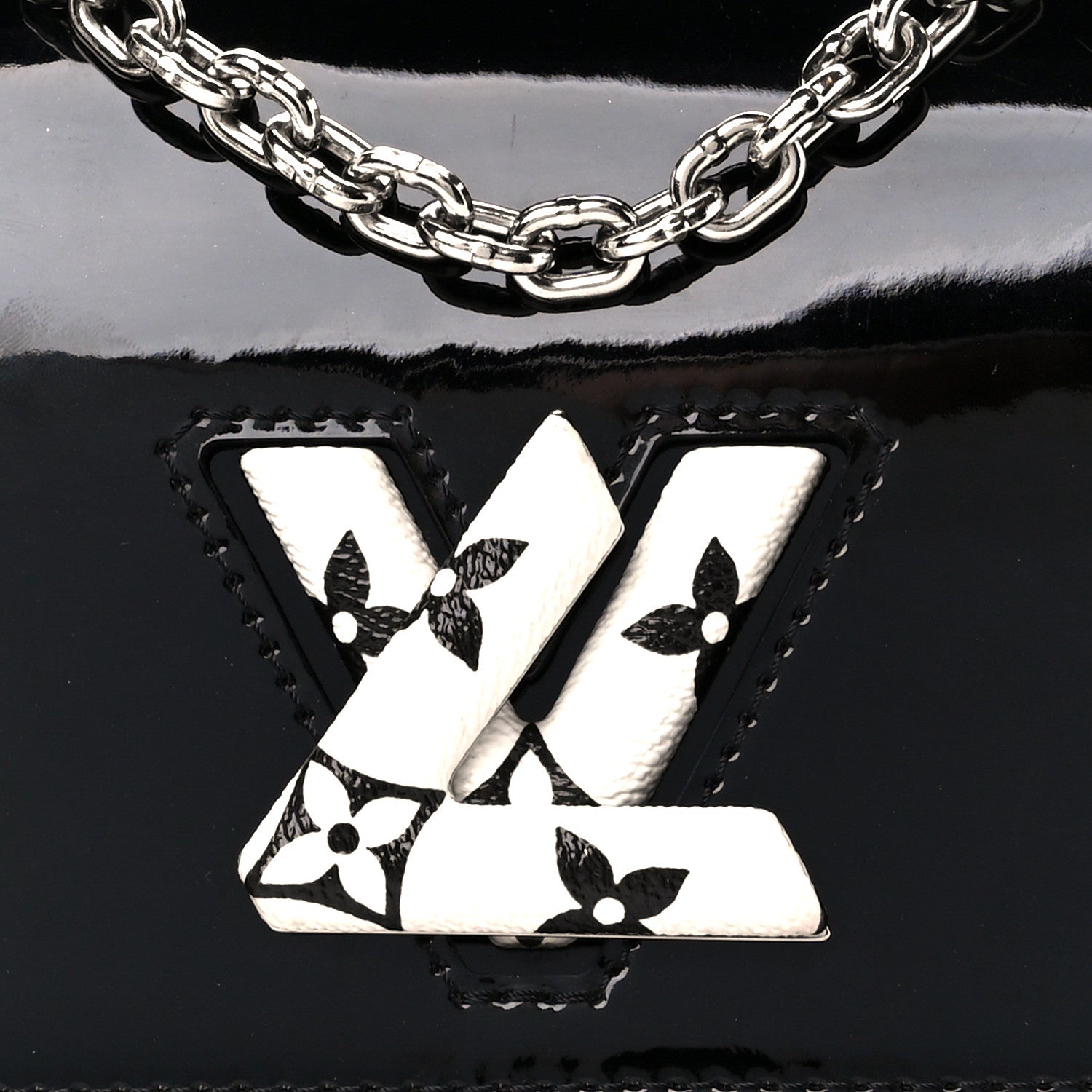 Louis Vuitton Patent Monogram Twist Shoulder Bag PM Black 7 of 9