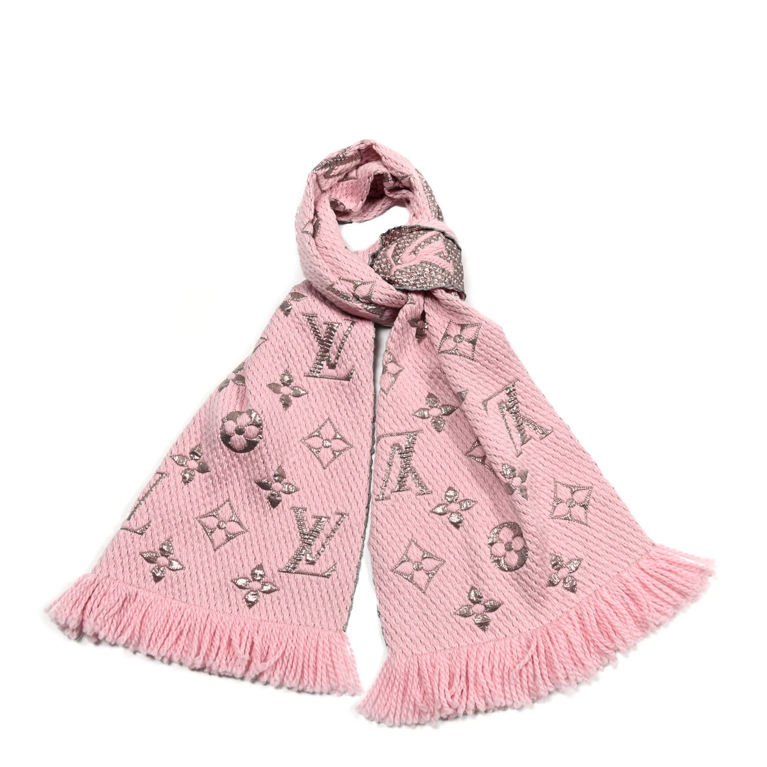 Louis Vuitton Wool Silk Logomania Shine Scarf Pink 1 of 3