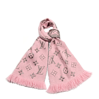 Louis Vuitton Wool Silk Logomania Shine Scarf Pink 1 of 3