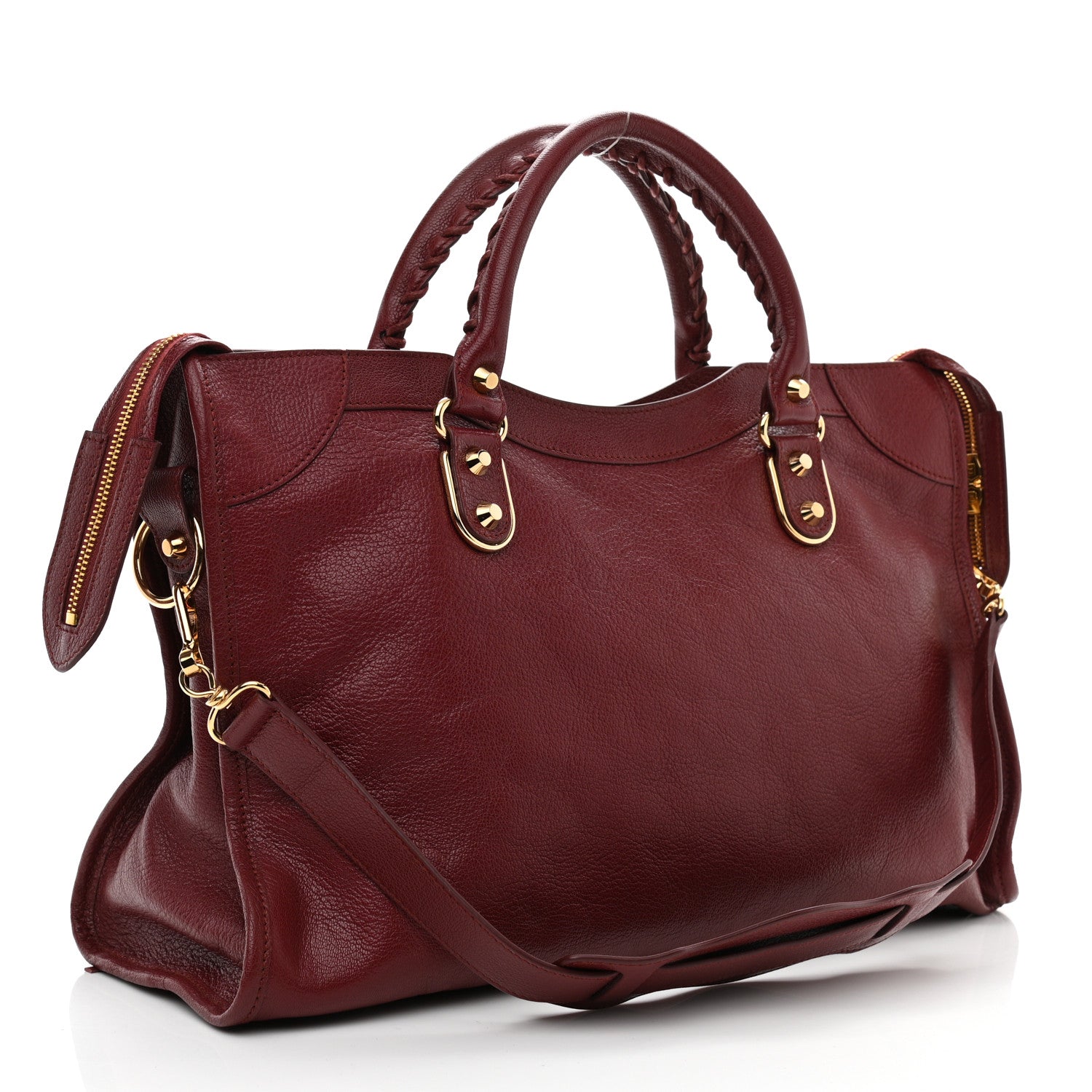 Balenciaga Shiny Goatskin Gold Metallic Edge Hardware City Rouge Brique Rouge Grenade 4 of 11