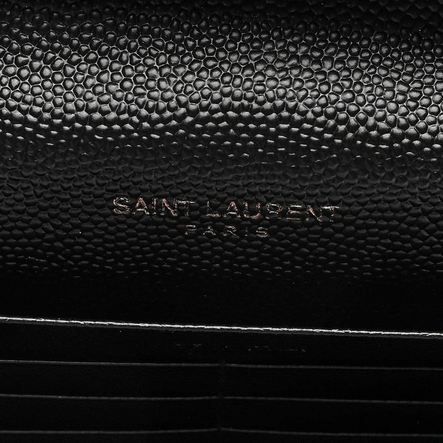 Saint Laurent Grain De Poudre Matelasse Chevron Monogram Monochrome Chain Wallet Black 6 of 8