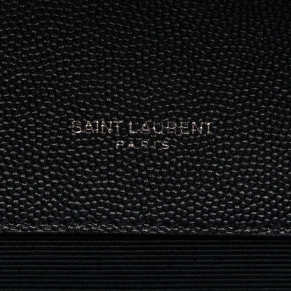 Saint Laurent Grain De Poudre Textured Mixed Matelasse Triquilt Small Monogram Monochrome Satchel Black 6 of 11