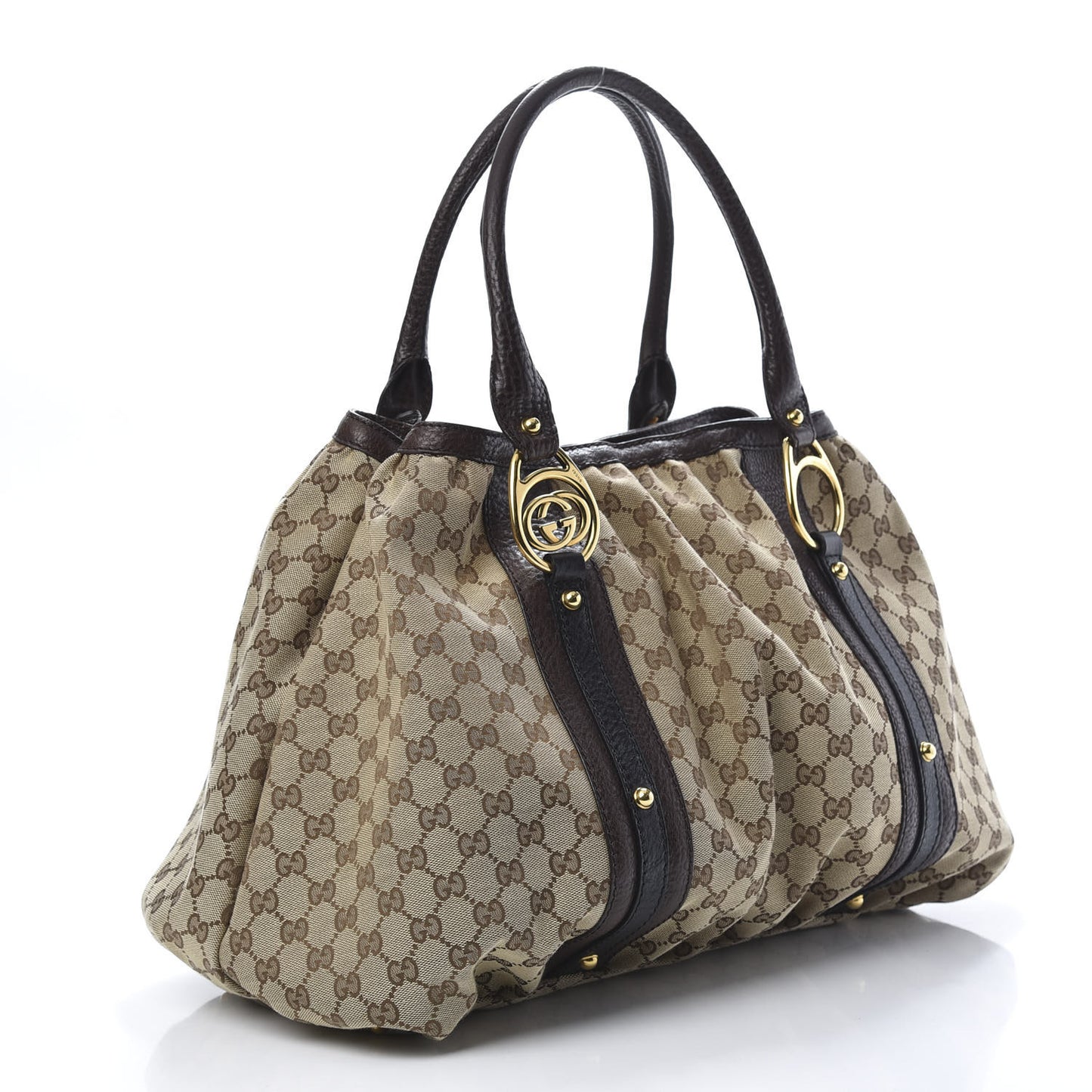 Monogram Medium Interlocking Icon Tote Dark Brown