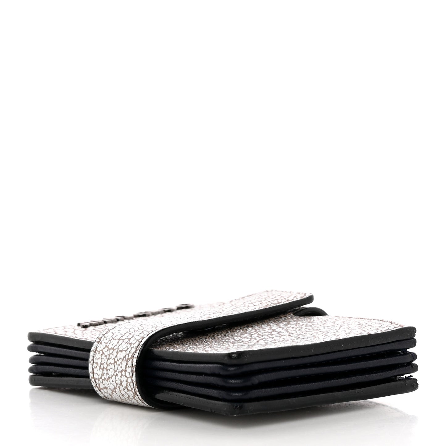 Metallic Grainy Goatskin Myla Gusseted Card Holder Platinum