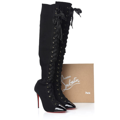 Christian Louboutin Patent Maille Tricot Frenchie 100 Sock Boots 40 Black 7 of 7