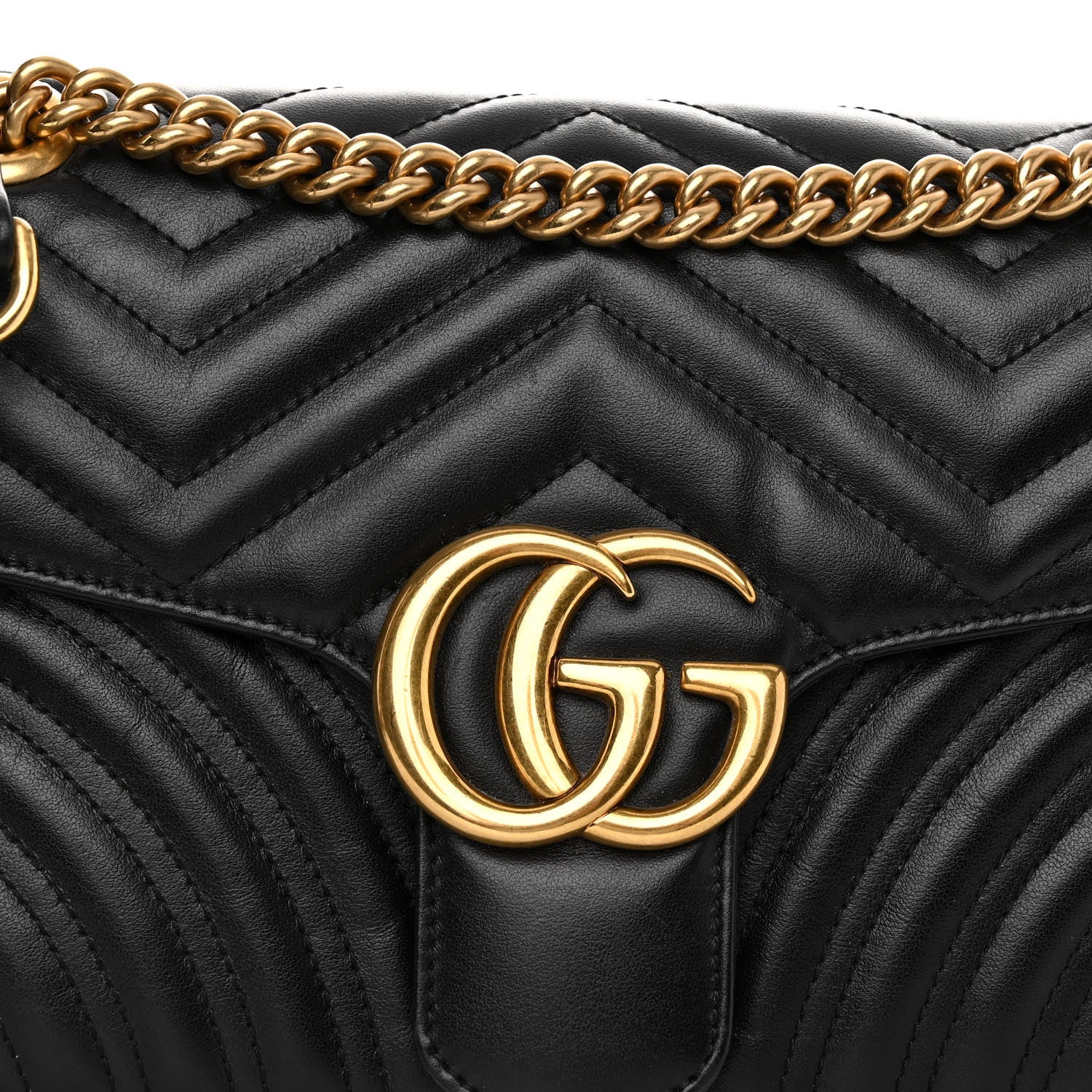 Gucci Calfskin Matelasse Small GG Marmont Shoulder Bag Black 7 of 9