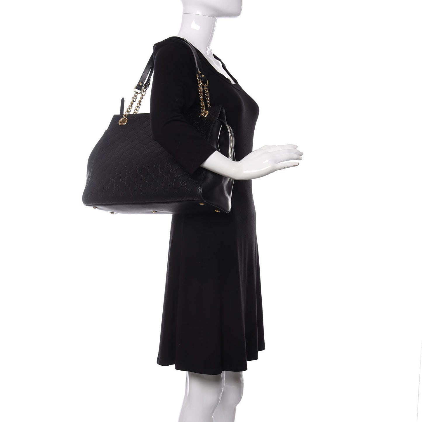Guccissima Signature Large Shoulder Tote Bag Black
