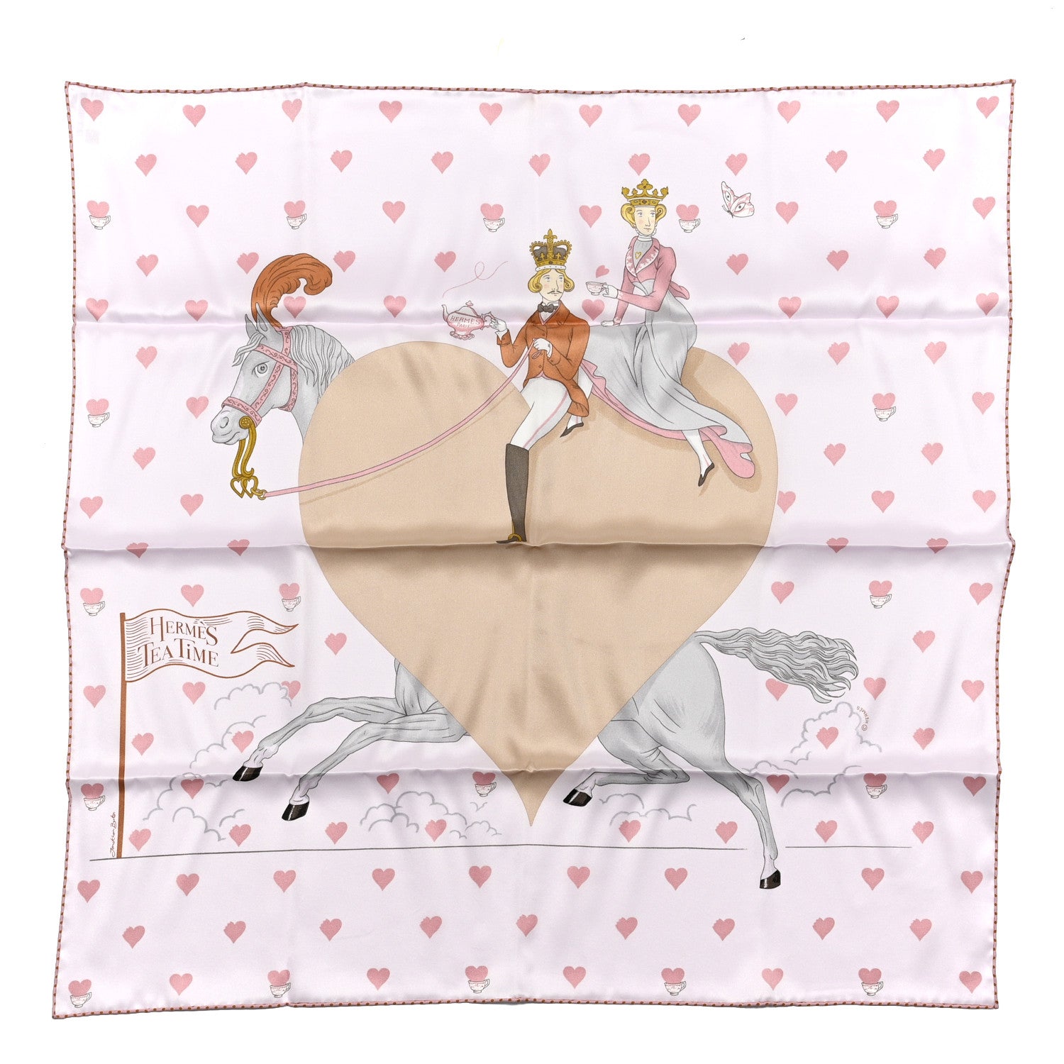 Hermes Silk Hermes Tea Time Scarf 70 Rose Pale Beige 1 of 5