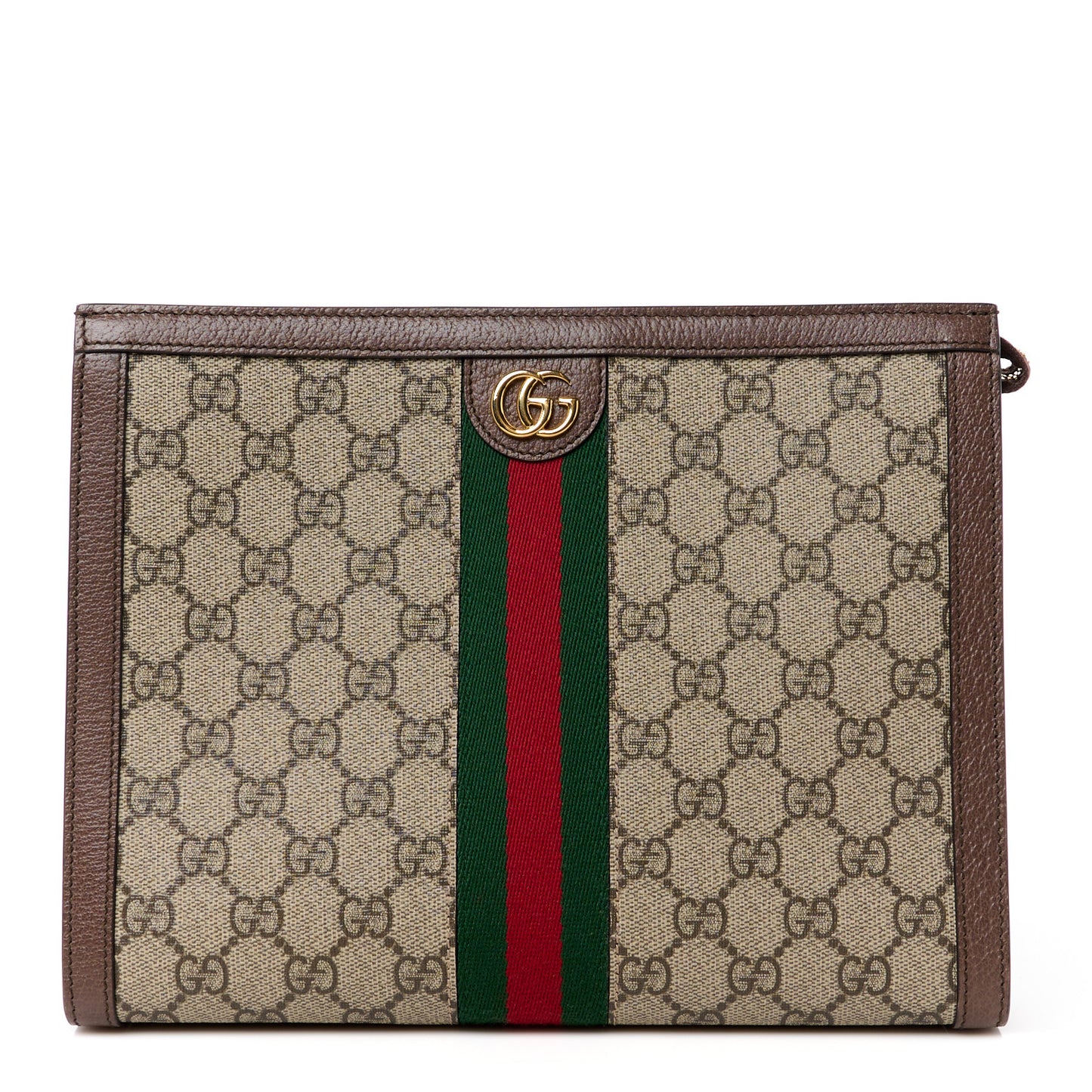 GG Supreme Monogram Web Ophidia Pouch Brown