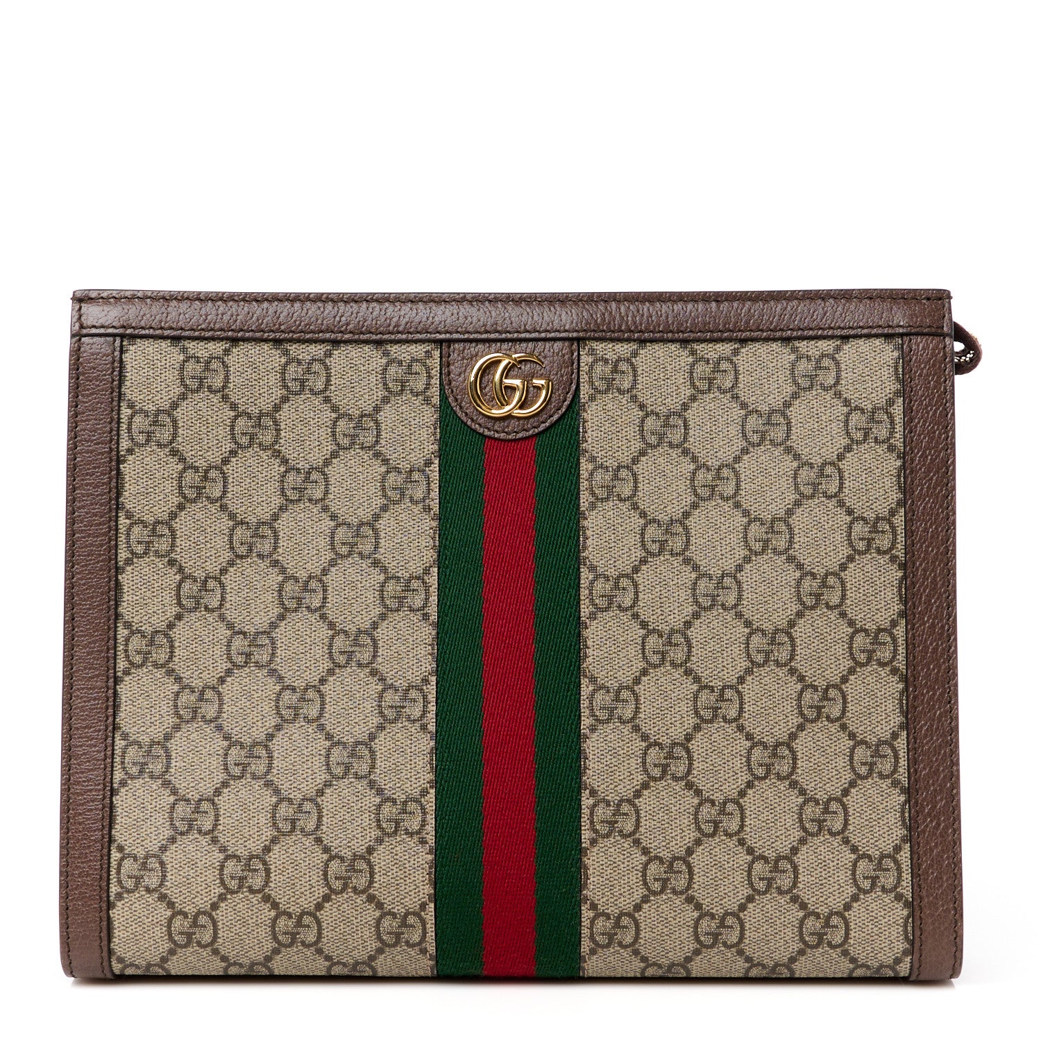 Gucci GG Supreme Monogram Web Ophidia Pouch Brown 1 of 10