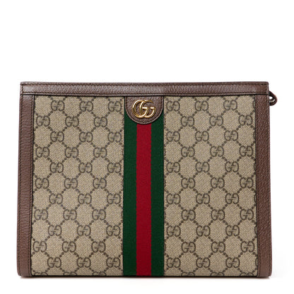 Gucci GG Supreme Monogram Web Ophidia Pouch Brown 1 of 10