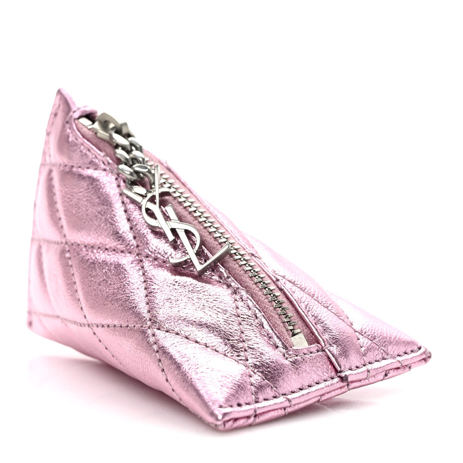 Saint Laurent Metallic Calfskin Berlingo Bag Charm New Azalea 4 of 6