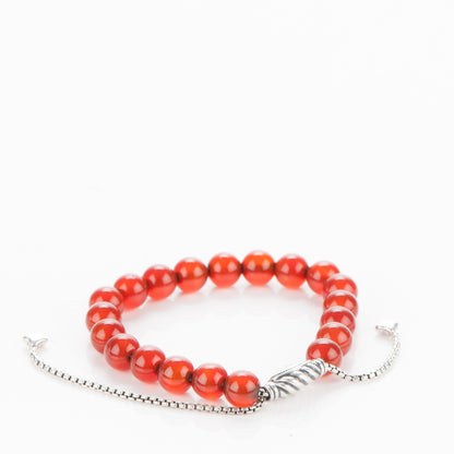 David Yurman Sterling Silver Carnelian 8mm Spiritual Beads Bracelet 5 of 5
