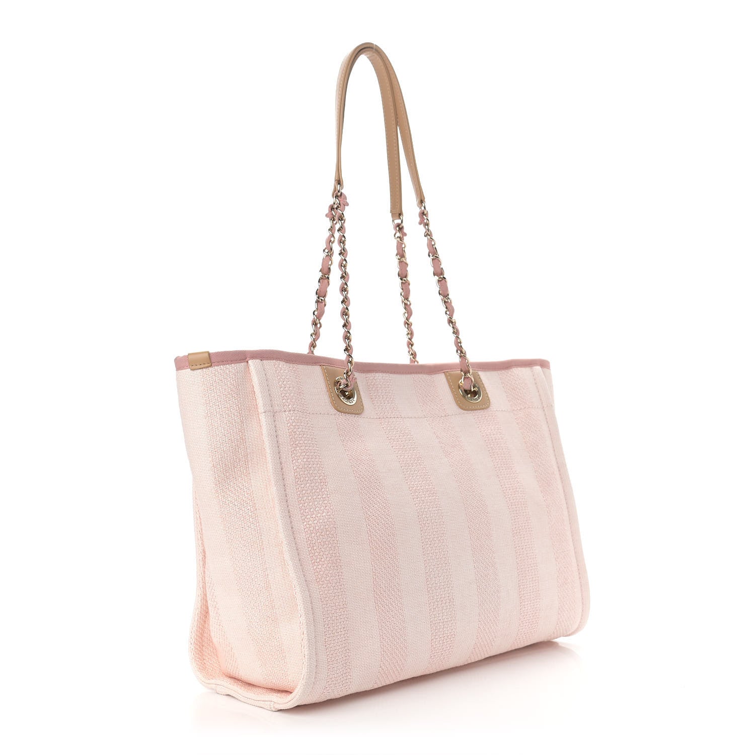 Chanel Mixed Fibers Striped Small Deauville Tote Light Pink 3 of 10