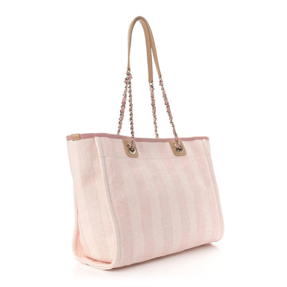 Chanel Mixed Fibers Striped Small Deauville Tote Light Pink 3 of 10