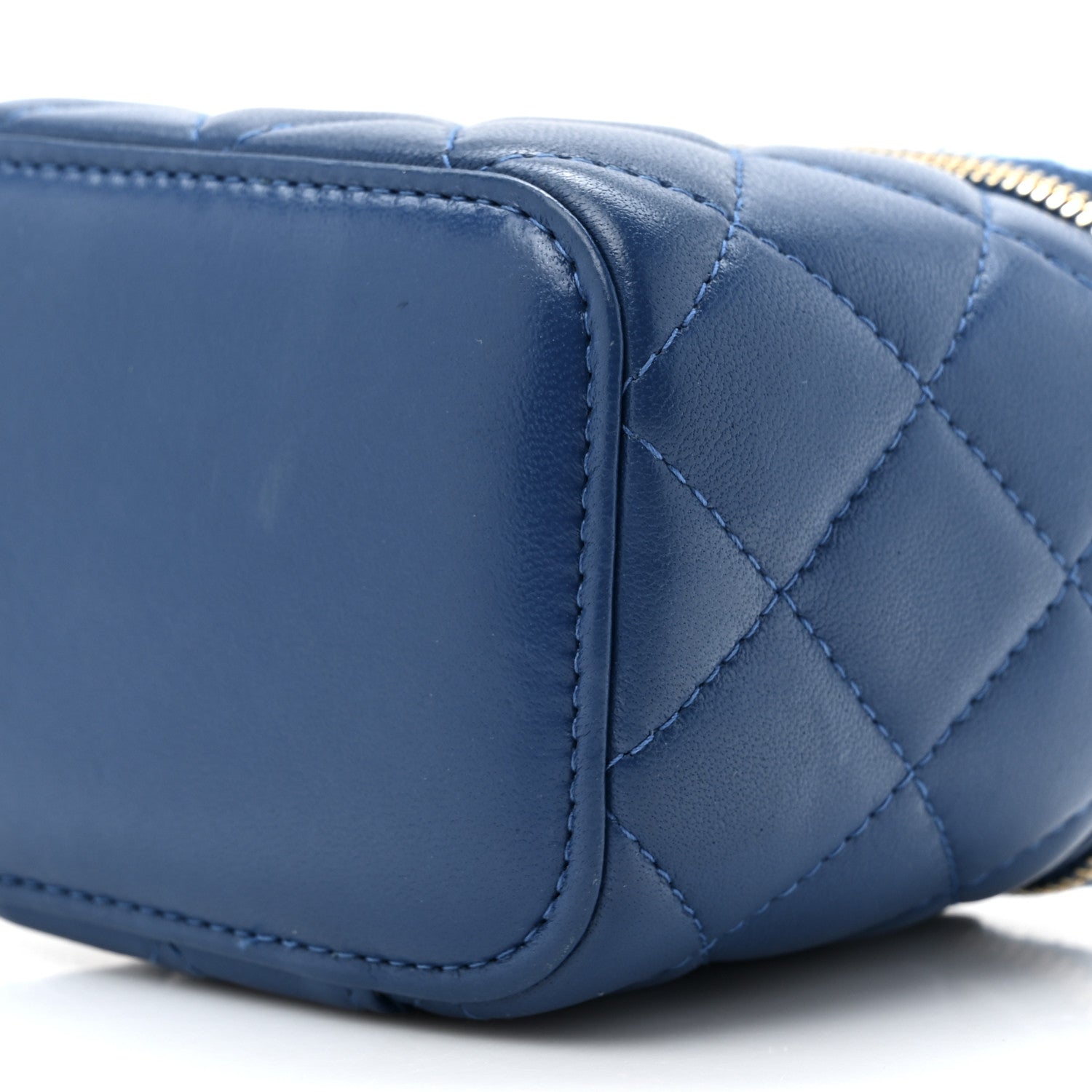 Chanel Lambskin Quilted Pearl Crush Mini Vanity Case With Chain Blue 9 of 11