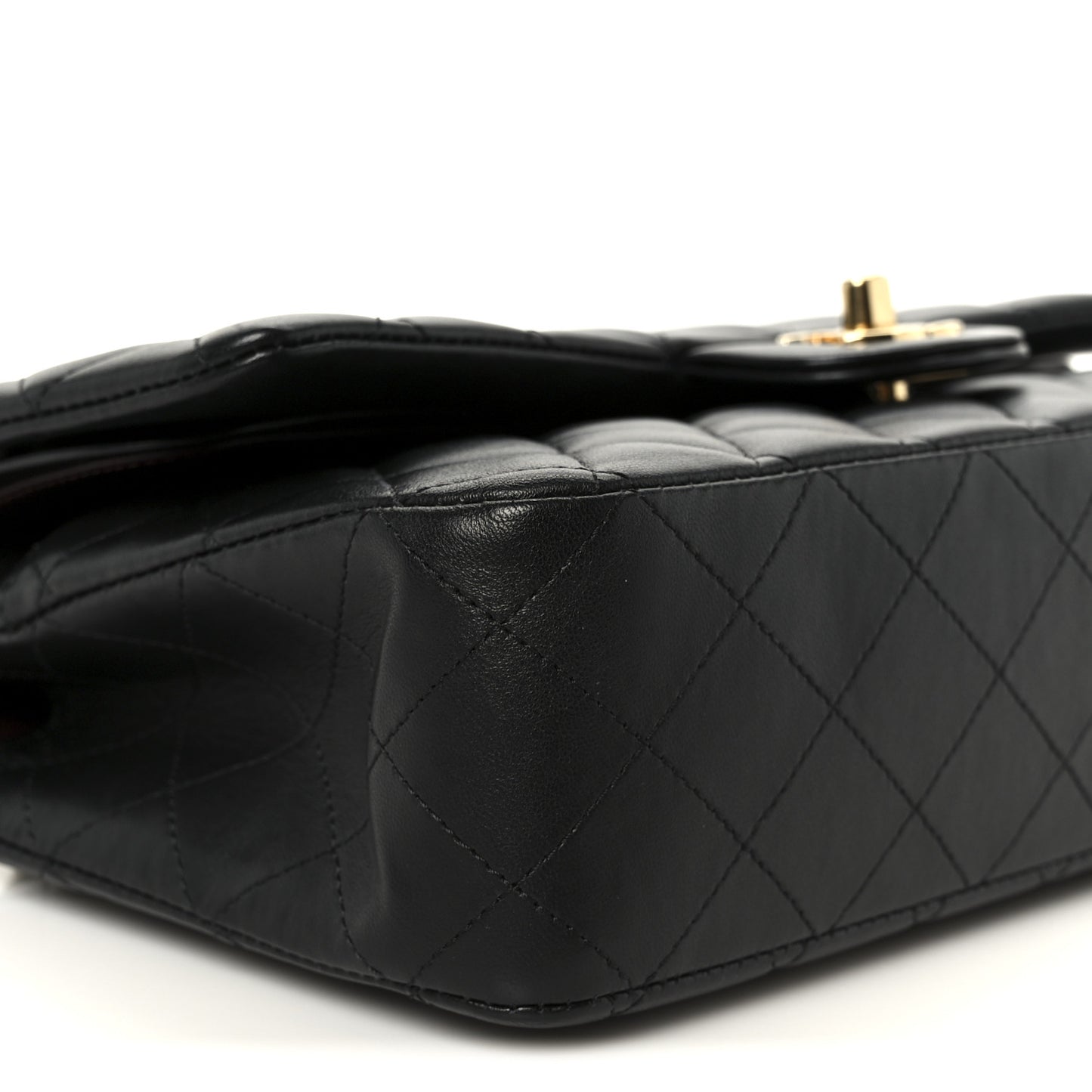 Lambskin Quilted Medium Double Flap Black