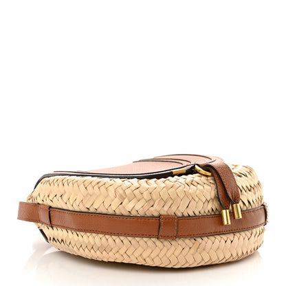 Chloe Raffia Small Grain Calfskin Small Marcie Basket Crossbody Tan 4 of 12