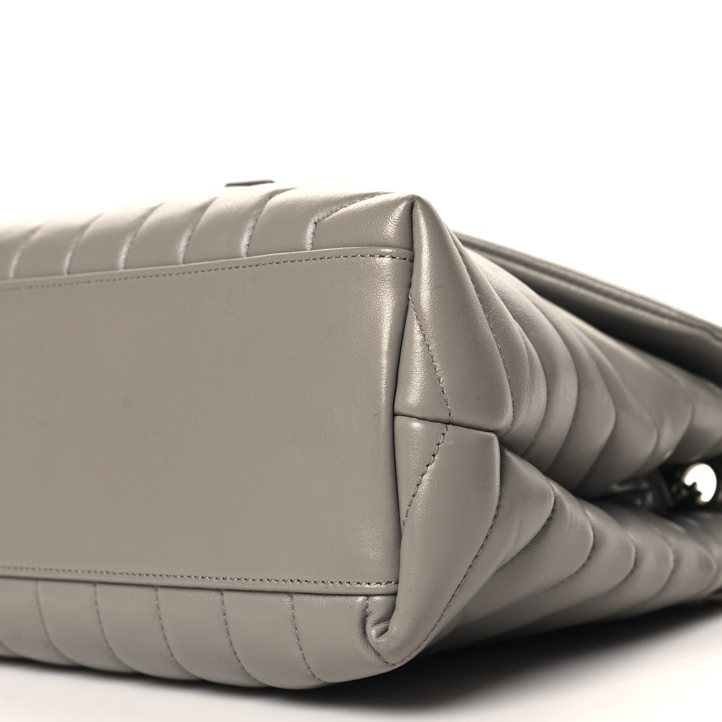 Calfskin Y Quilted Monogram Medium Loulou Chain Satchel Oyster Grey