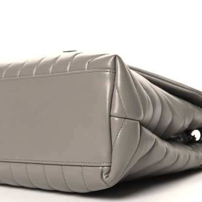 Saint Laurent Calfskin Y Quilted Monogram Medium Loulou Chain Satchel Oyster Grey 10 of 11