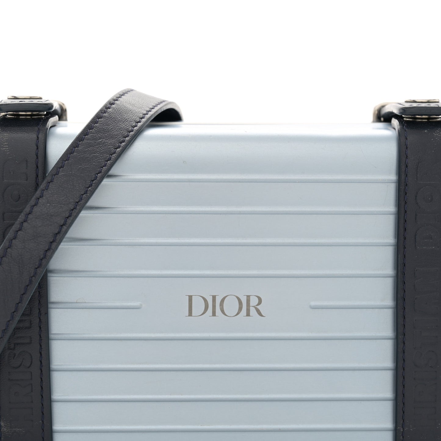 X RIMOWA Aluminum Personal Clutch On Strap Bleu