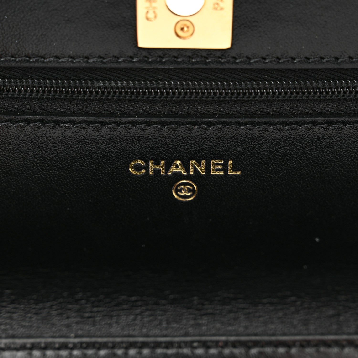 Chanel Shiny Lambskin Quilted Golden Links Wallet On Chain WOC Black 7 of 14