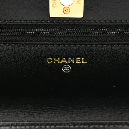Chanel Shiny Lambskin Quilted Golden Links Wallet On Chain WOC Black 7 of 14