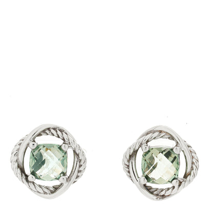 David Yurman Sterling Silver Blue Topaz 7mm Infinity Earrings 1 of 4