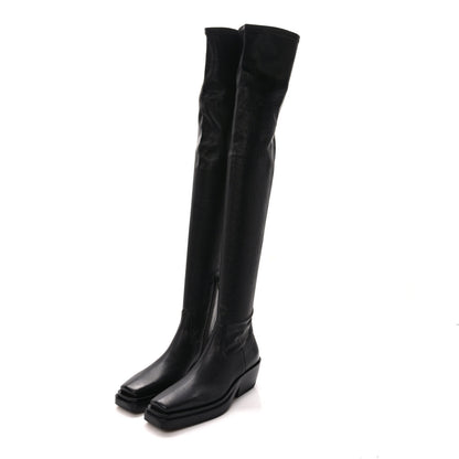 Bottega Veneta Calfskin Nappa Lean Over The Knee Boots 36 Black 3 of 6